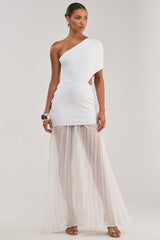 FINAL BOW ASYMMETRICAL MAXI DRESS IN WHITE