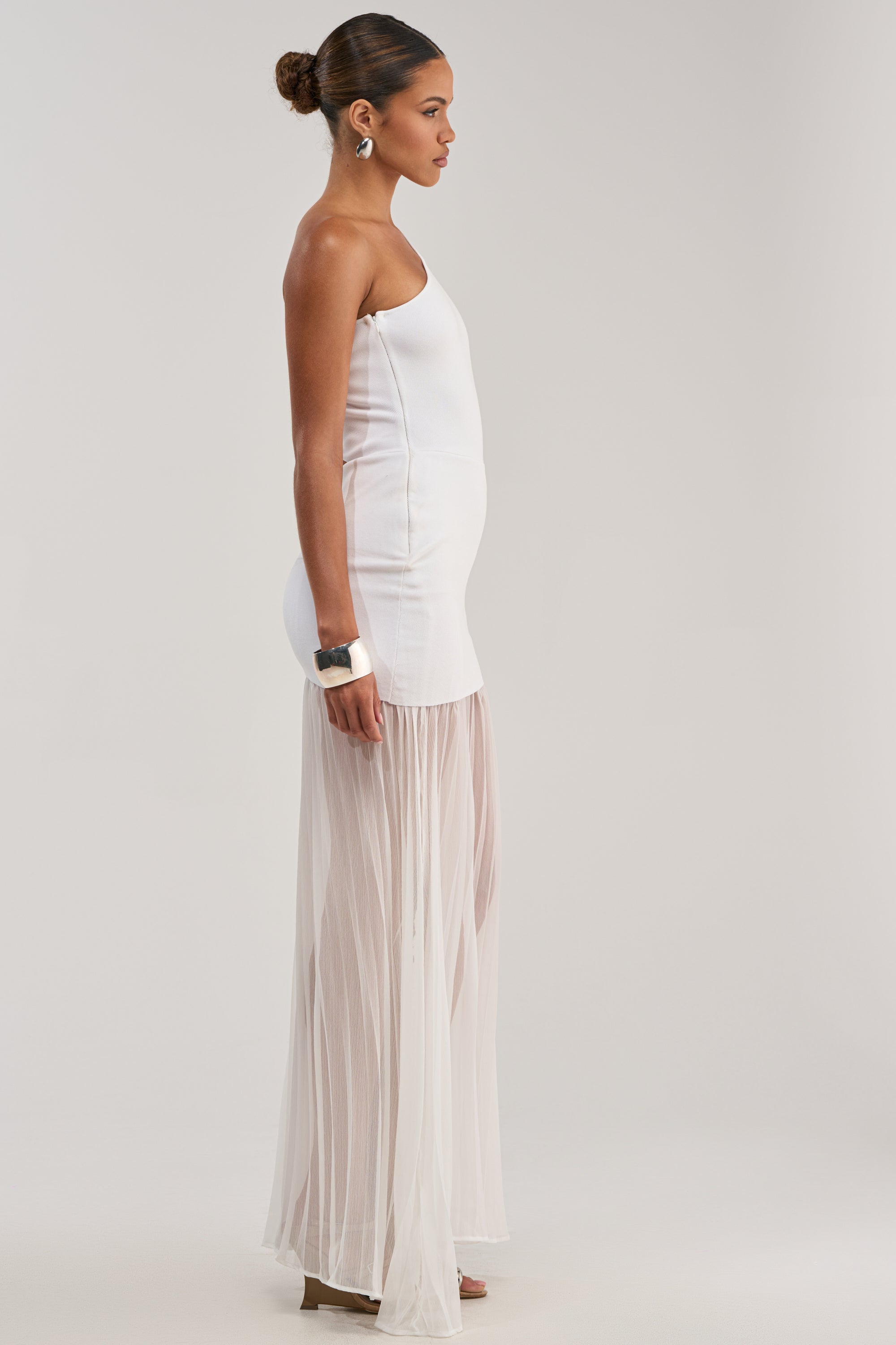 FINAL BOW ASYMMETRICAL MAXI DRESS IN WHITE