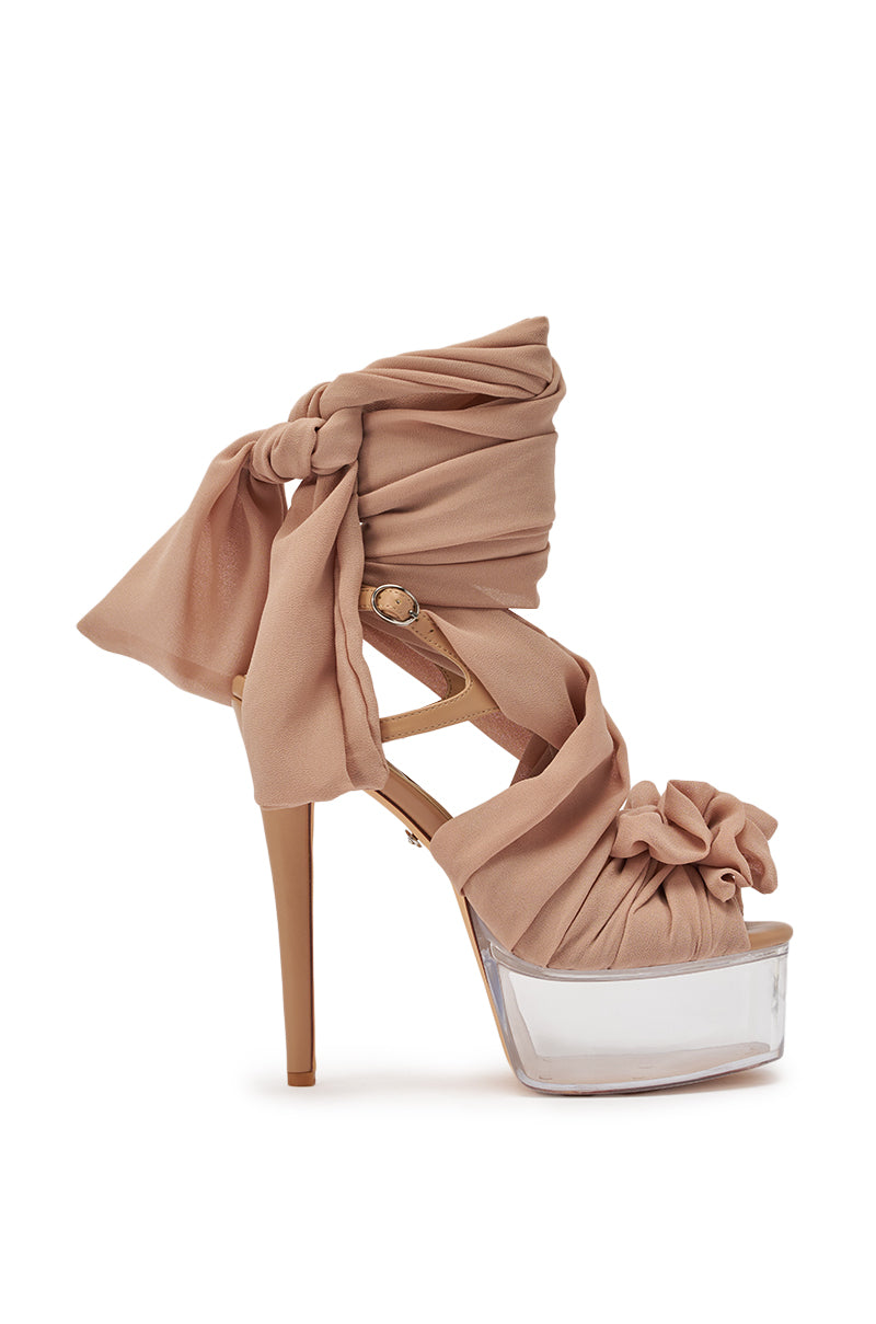 AKIRA GOLD BEAUDEN TAN PLATFORM TIE SANDAL