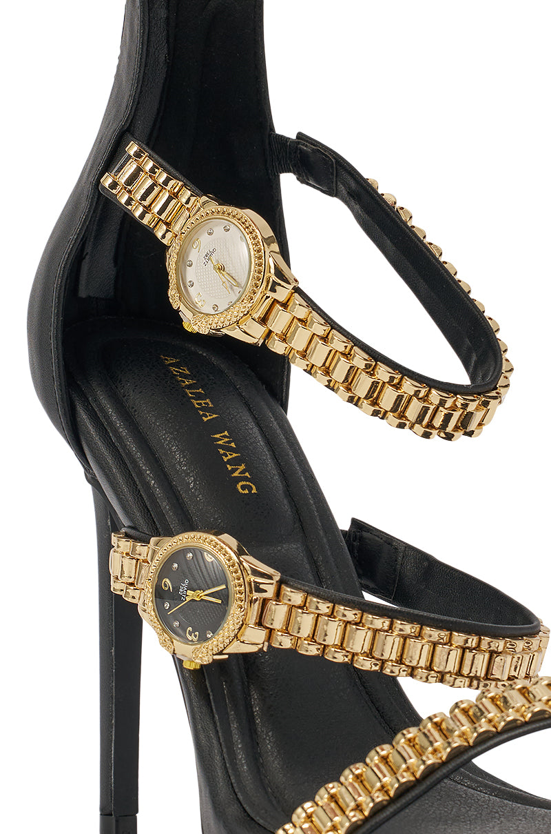 AZALEA WANG BEZEL WATCH STRAP NOVELTY STILETTO SANDAL