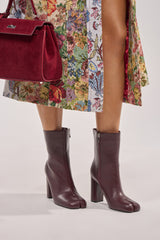 AZALEA WANG BILHA BURGUNDY SPLIT TOE BLOCK BOOTE