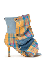 AZALEA WANG BIRDSONG YELLOW PLAID SNAP BOOTIE