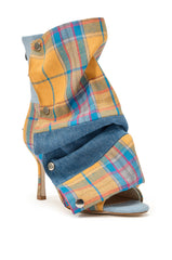 AZALEA WANG BIRDSONG YELLOW PLAID SNAP BOOTIE