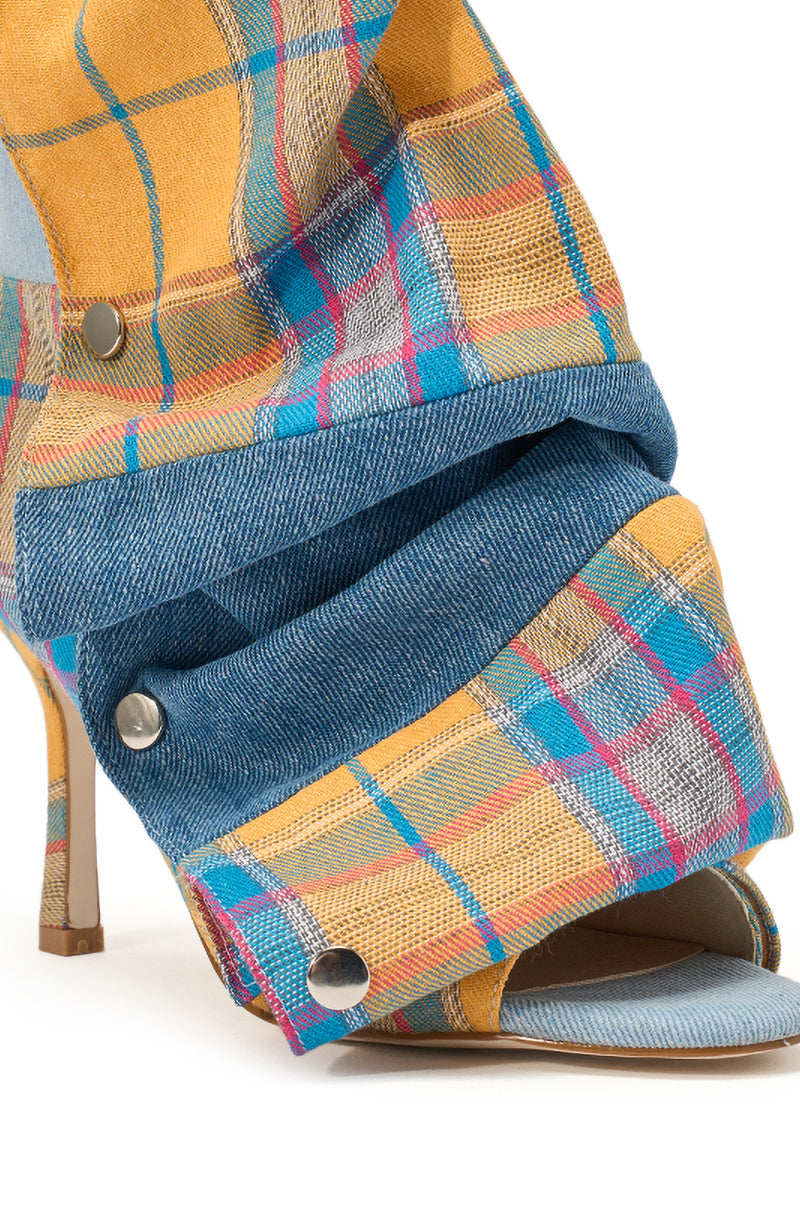 AZALEA WANG BIRDSONG YELLOW PLAID SNAP BOOTIE