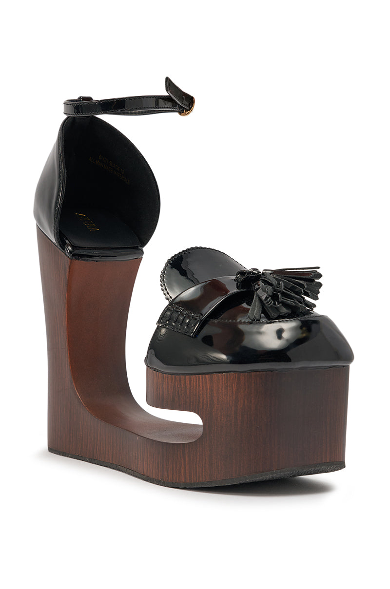 AKIRA GOLD BIXBY BLACK EMPTY WEDGE PUMP