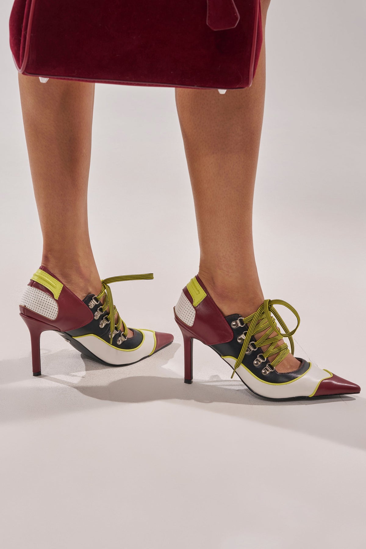 AZALEA WANG BLITZ MULTI COLOR LACE UP STILETTO PUMP