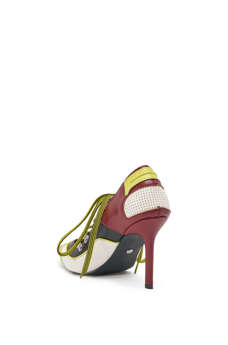 AZALEA WANG BLITZ MULTI COLOR LACE UP STILETTO PUMP