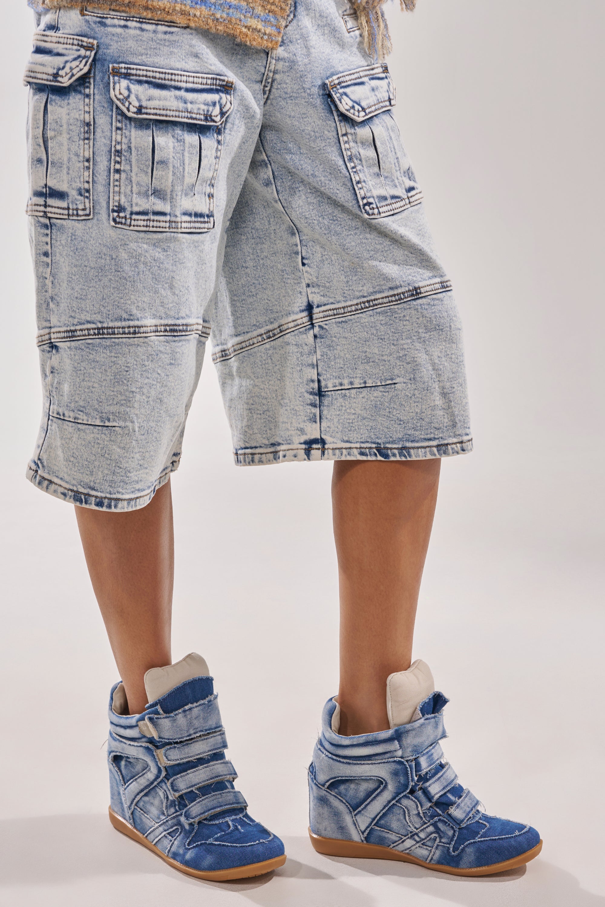 AZALEA WANG BRYANT DENIM WEDGE SNEAKER
