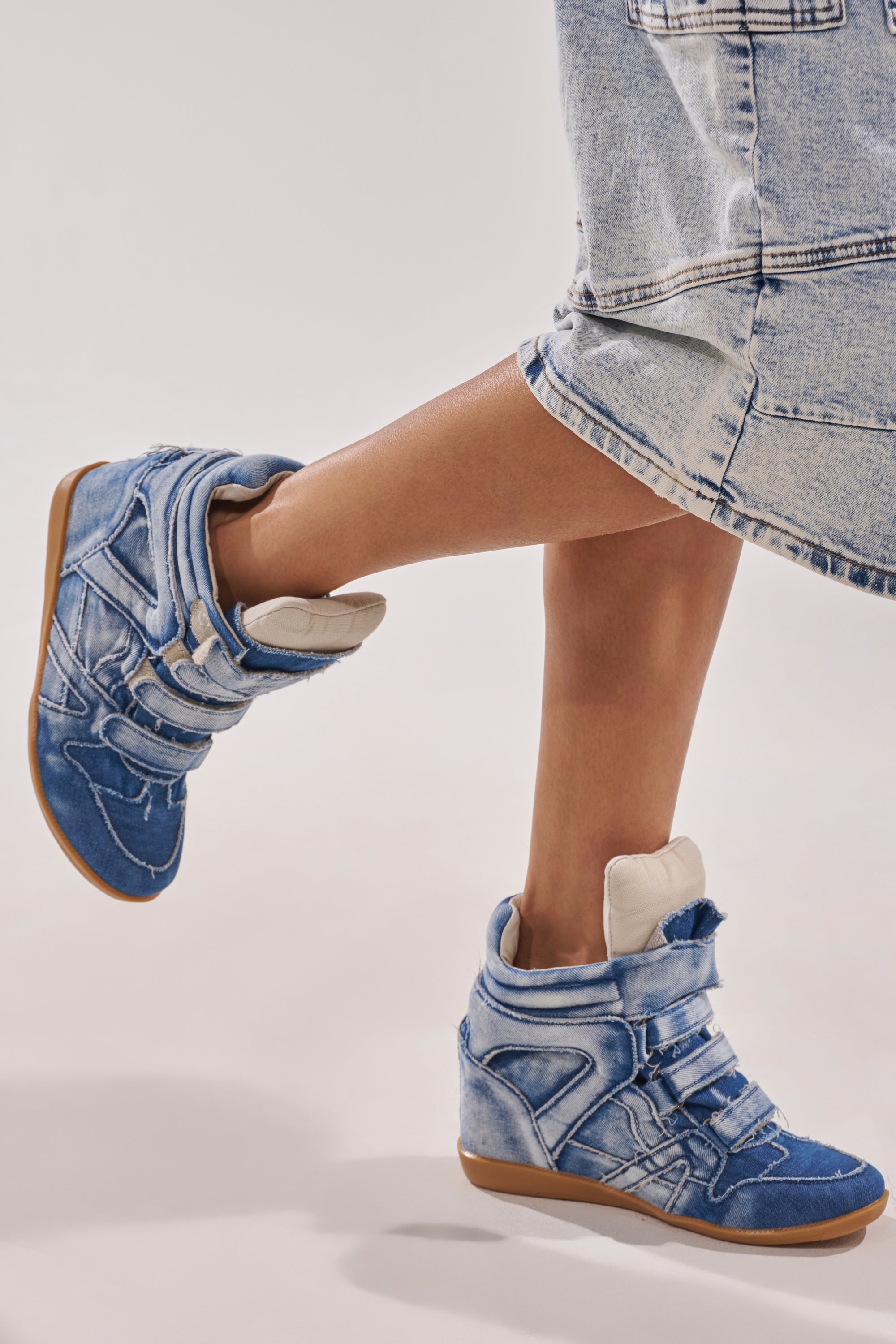 AZALEA WANG BRYANT DENIM WEDGE SNEAKER
