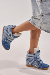 AZALEA WANG BRYANT DENIM WEDGE SNEAKER