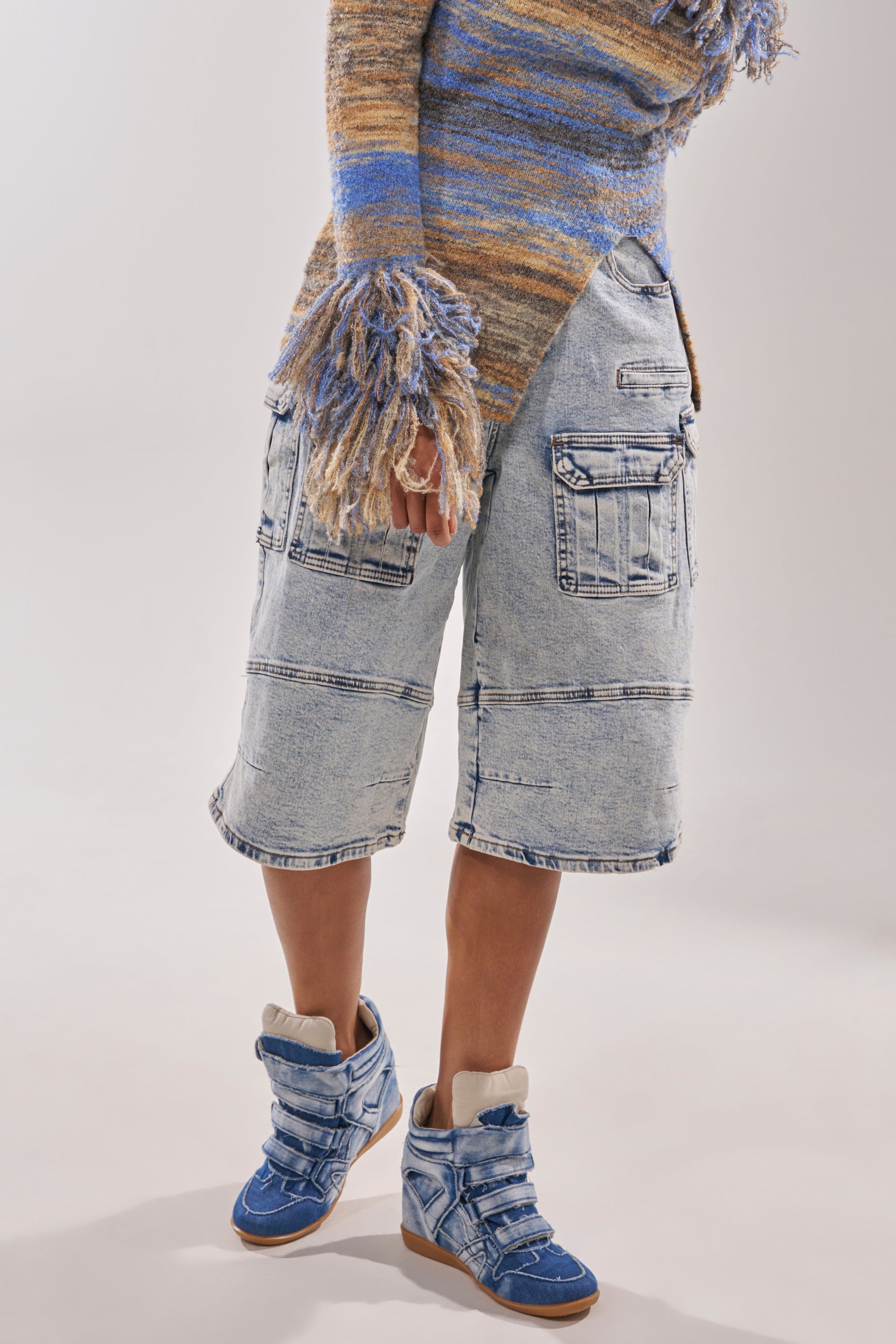 AZALEA WANG BRYANT DENIM WEDGE SNEAKER