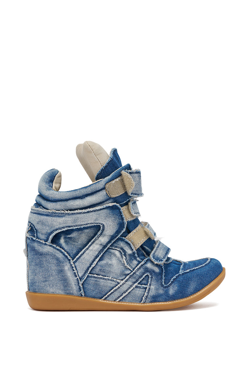 AZALEA WANG BRYANT DENIM WEDGE SNEAKER