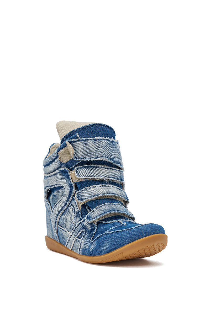 AZALEA WANG BRYANT DENIM WEDGE SNEAKER