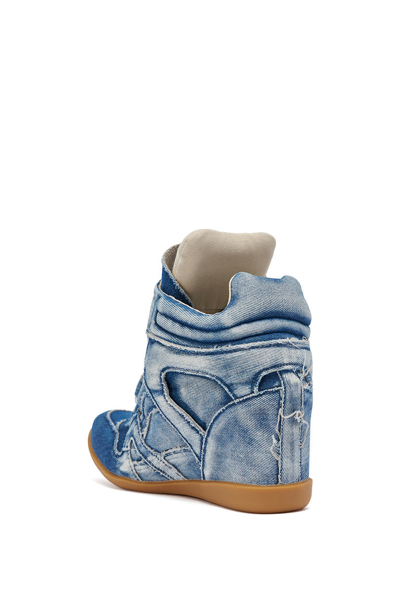AZALEA WANG BRYANT DENIM WEDGE SNEAKER