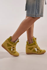 AZALEA WANG BRYANT OLIVE WEDGE SNEAKER