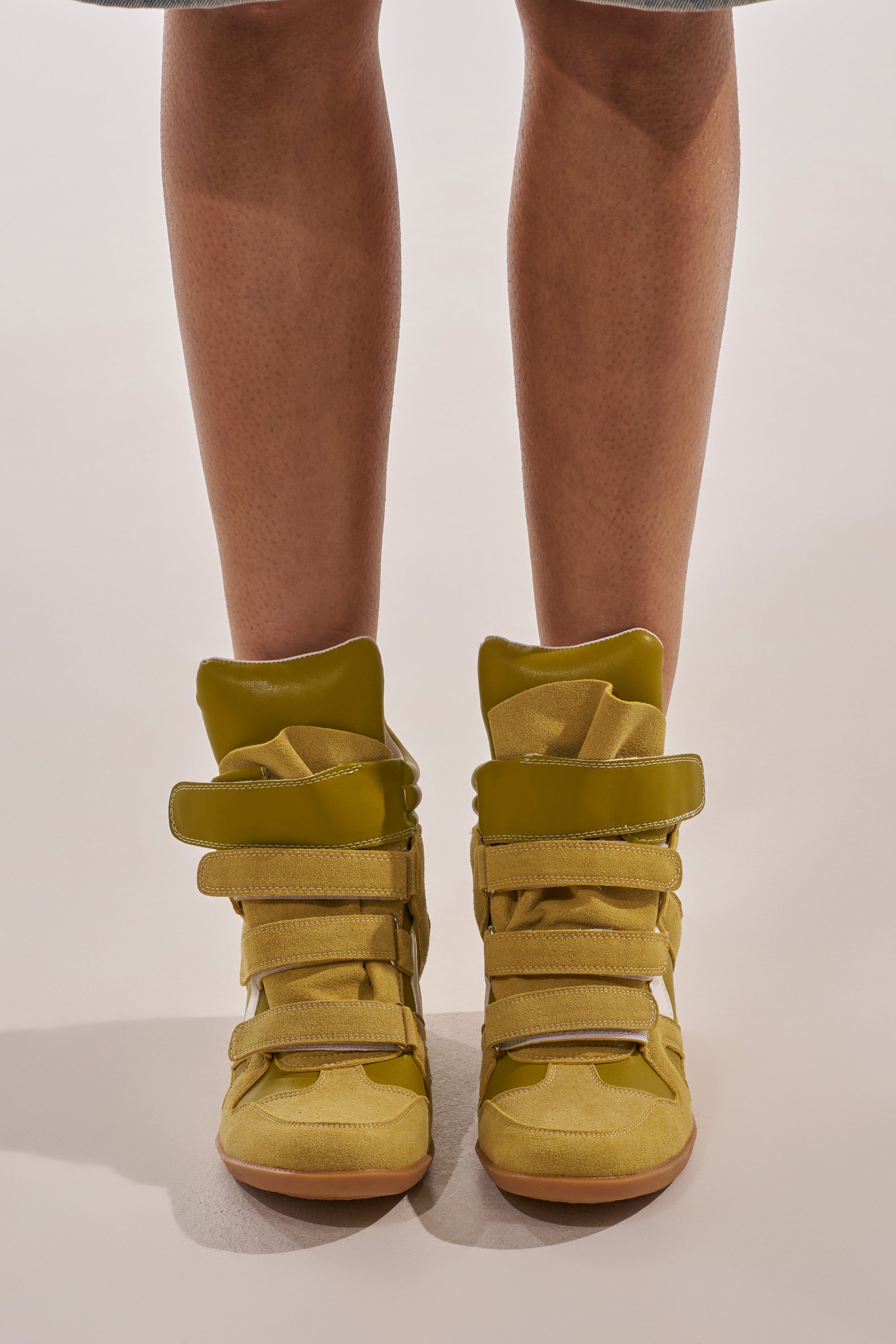 AZALEA WANG BRYANT OLIVE WEDGE SNEAKER