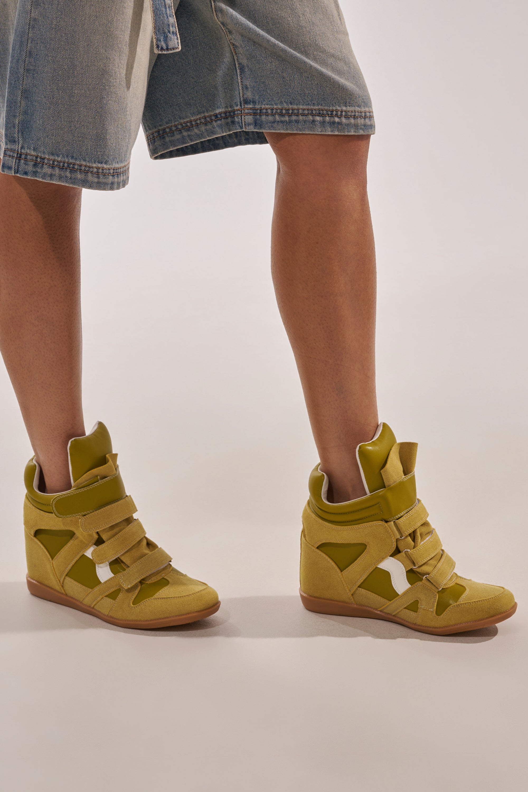 AZALEA WANG BRYANT OLIVE WEDGE SNEAKER