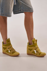 AZALEA WANG BRYANT OLIVE WEDGE SNEAKER