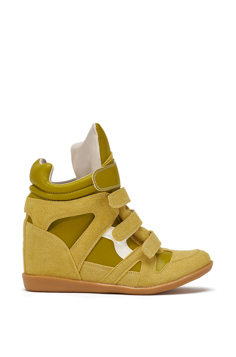 AZALEA WANG BRYANT OLIVE WEDGE SNEAKER