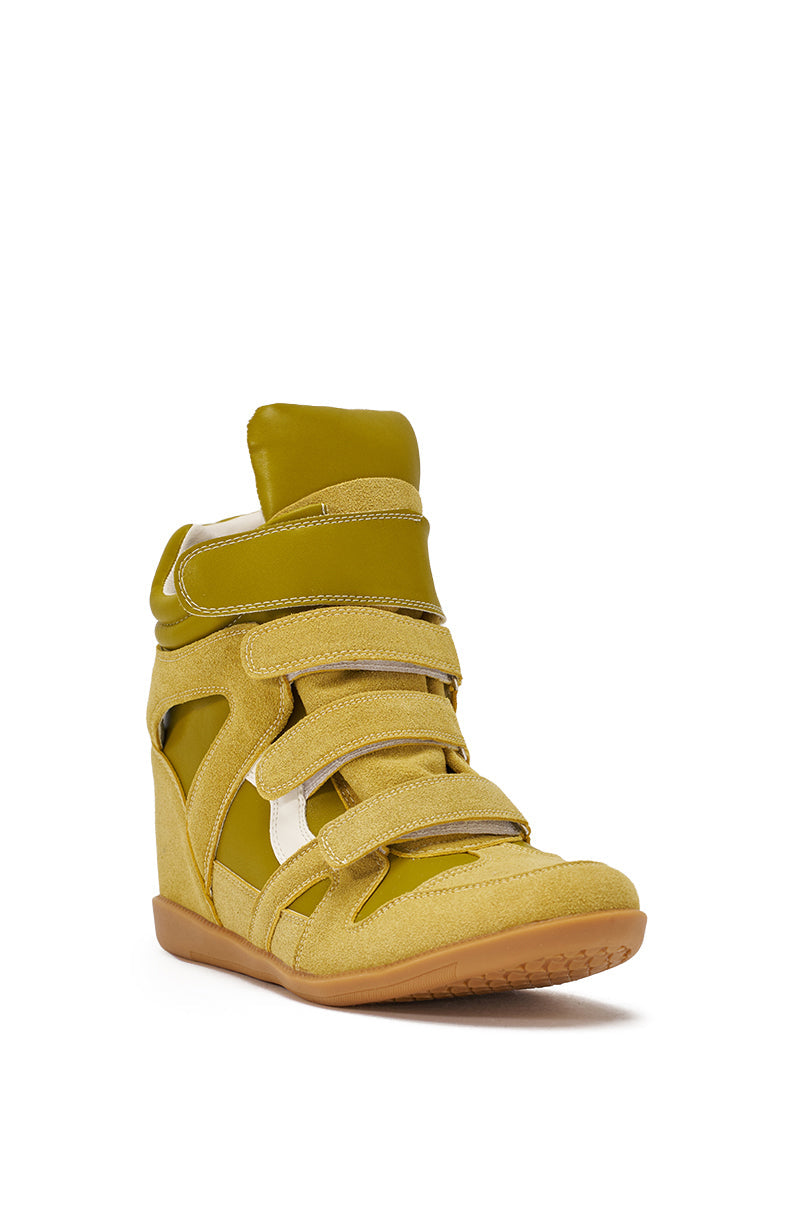 AZALEA WANG BRYANT OLIVE WEDGE SNEAKER