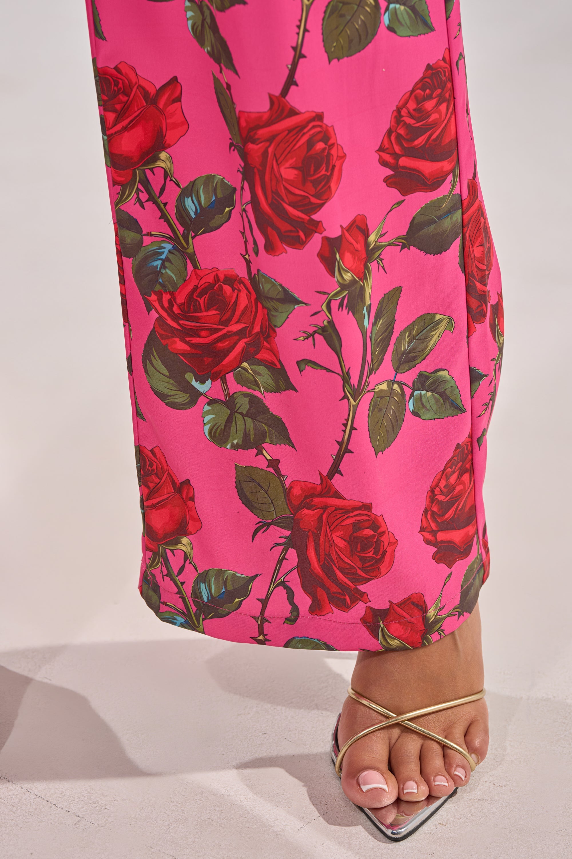 DOZEN ROSES SATIN PANT IN FUCHSIA