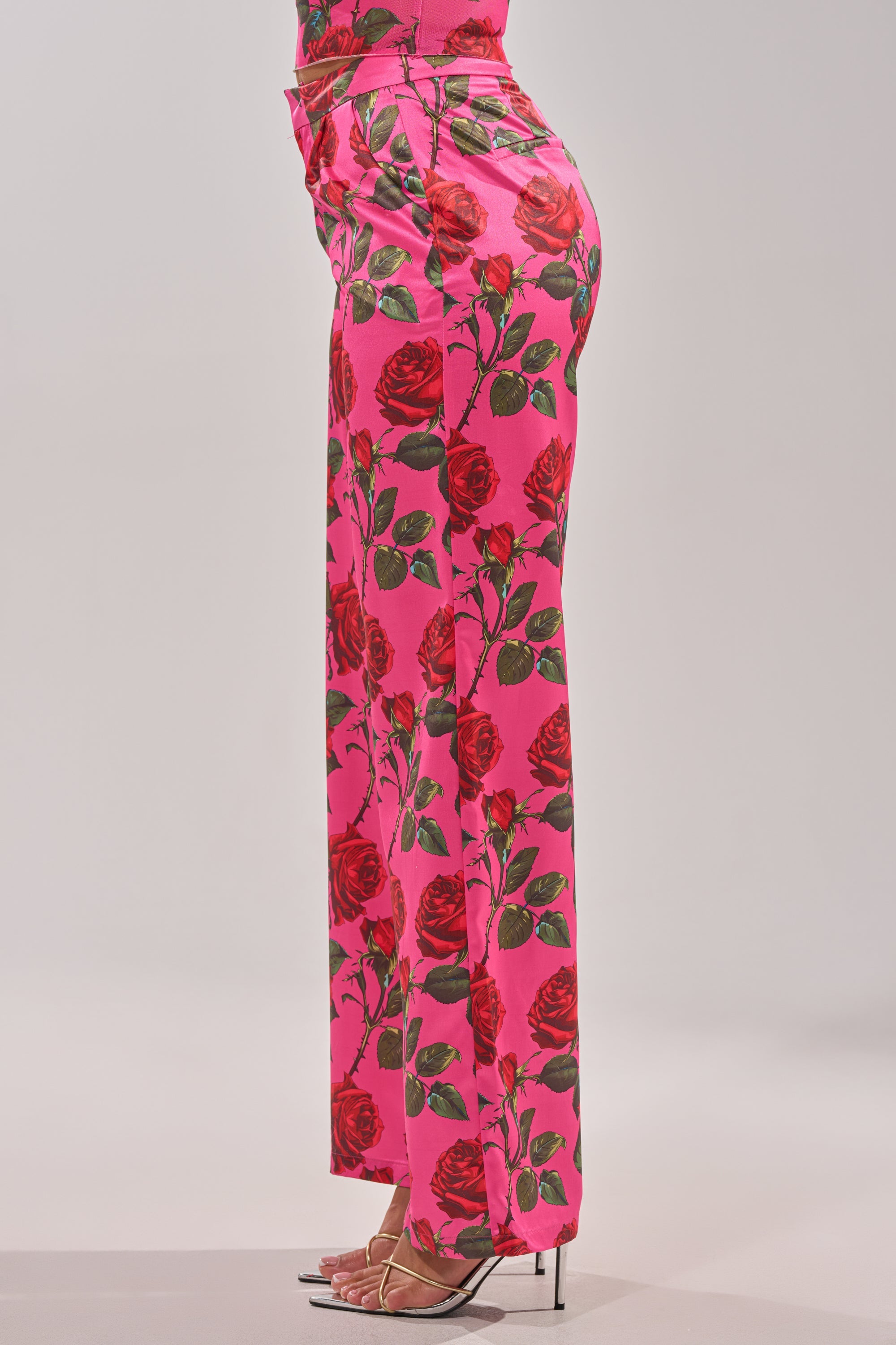 DOZEN ROSES SATIN PANT IN FUCHSIA