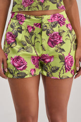 DOZEN ROSES SATIN SHORT IN CHARTREUSE