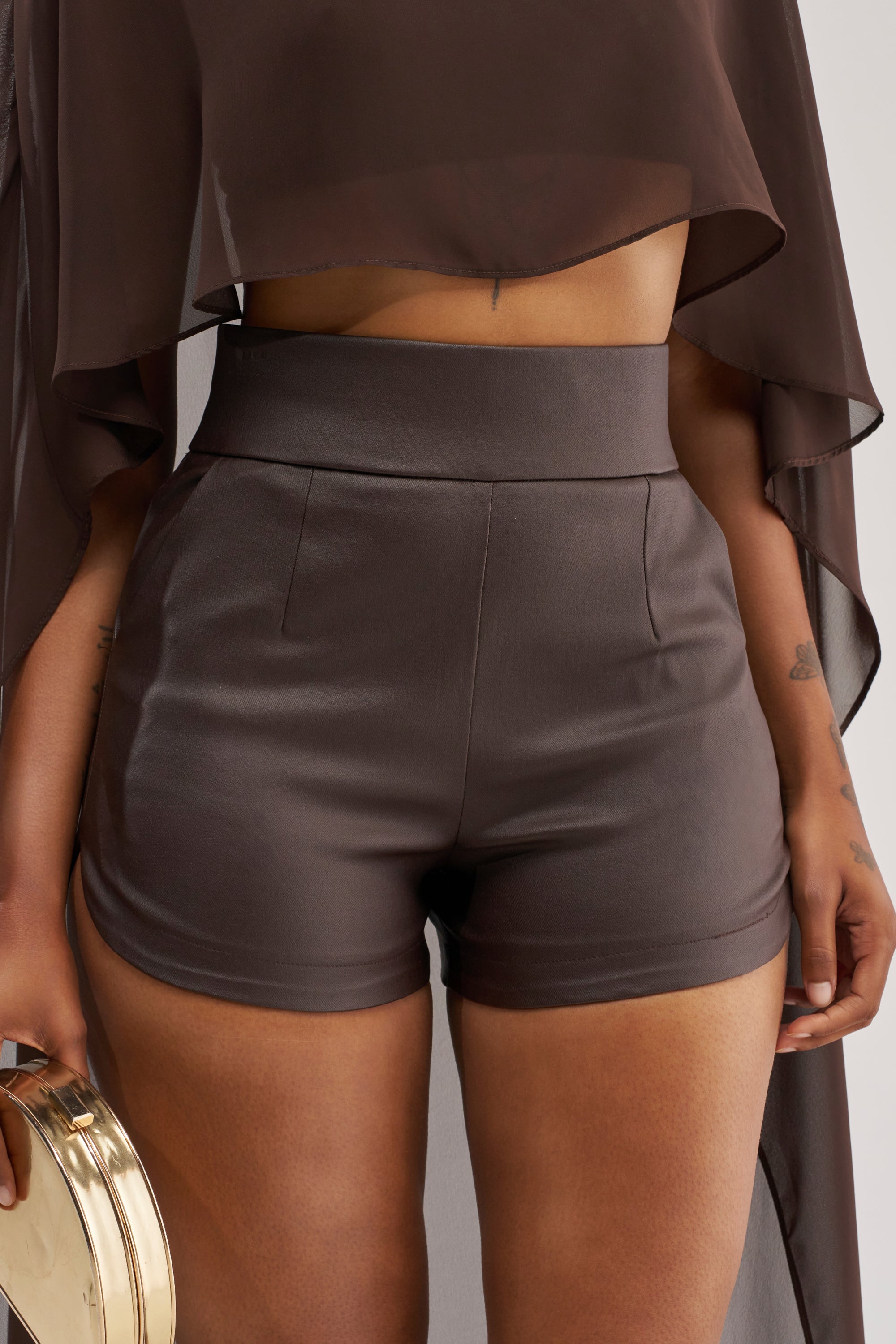 AMMO X AKIRA BIG BOOTY PLEATHER SHORTS WITH 4 WAY STRETCH