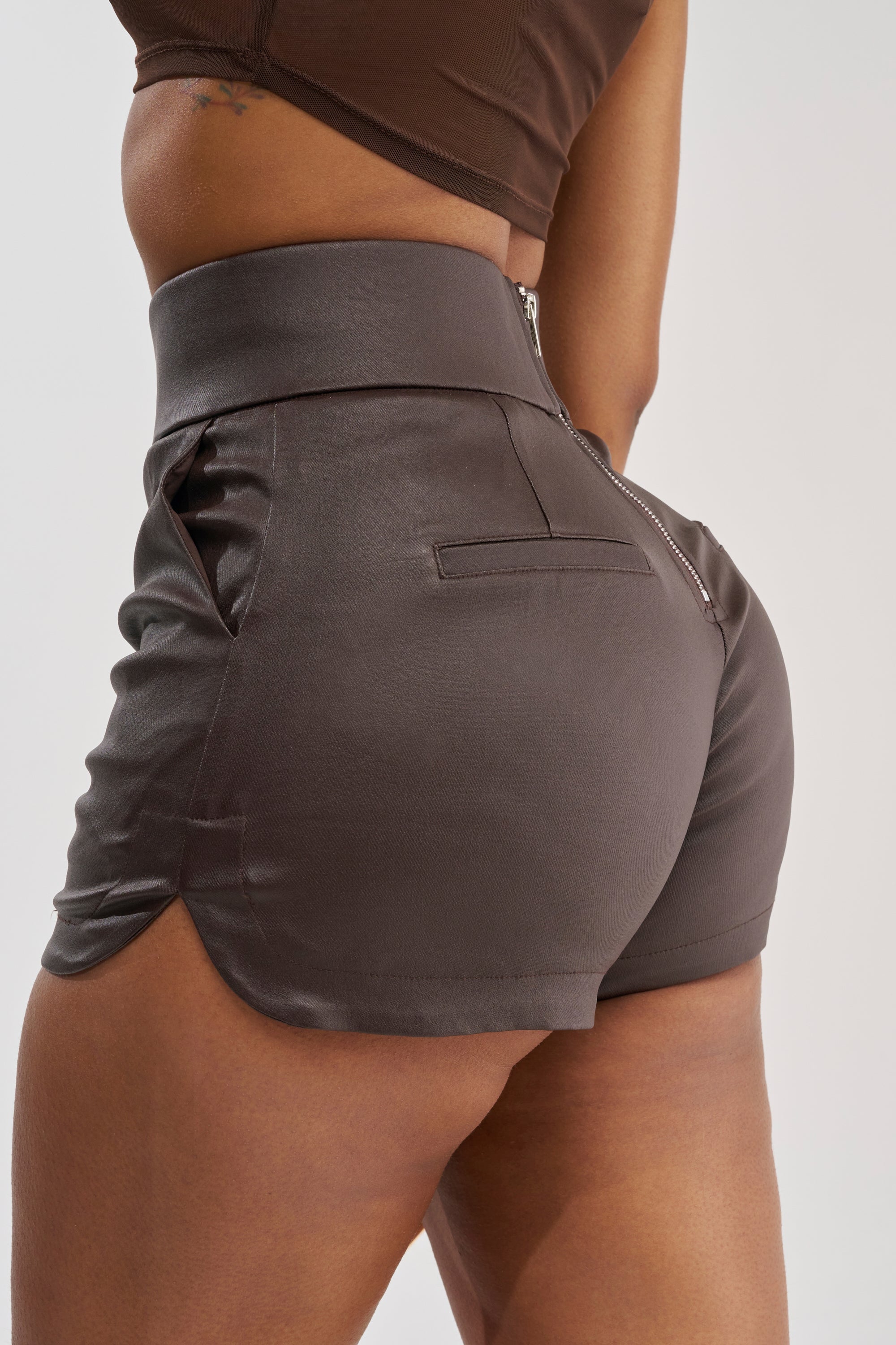 AMMO X AKIRA BIG BOOTY PLEATHER SHORTS WITH 4 WAY STRETCH