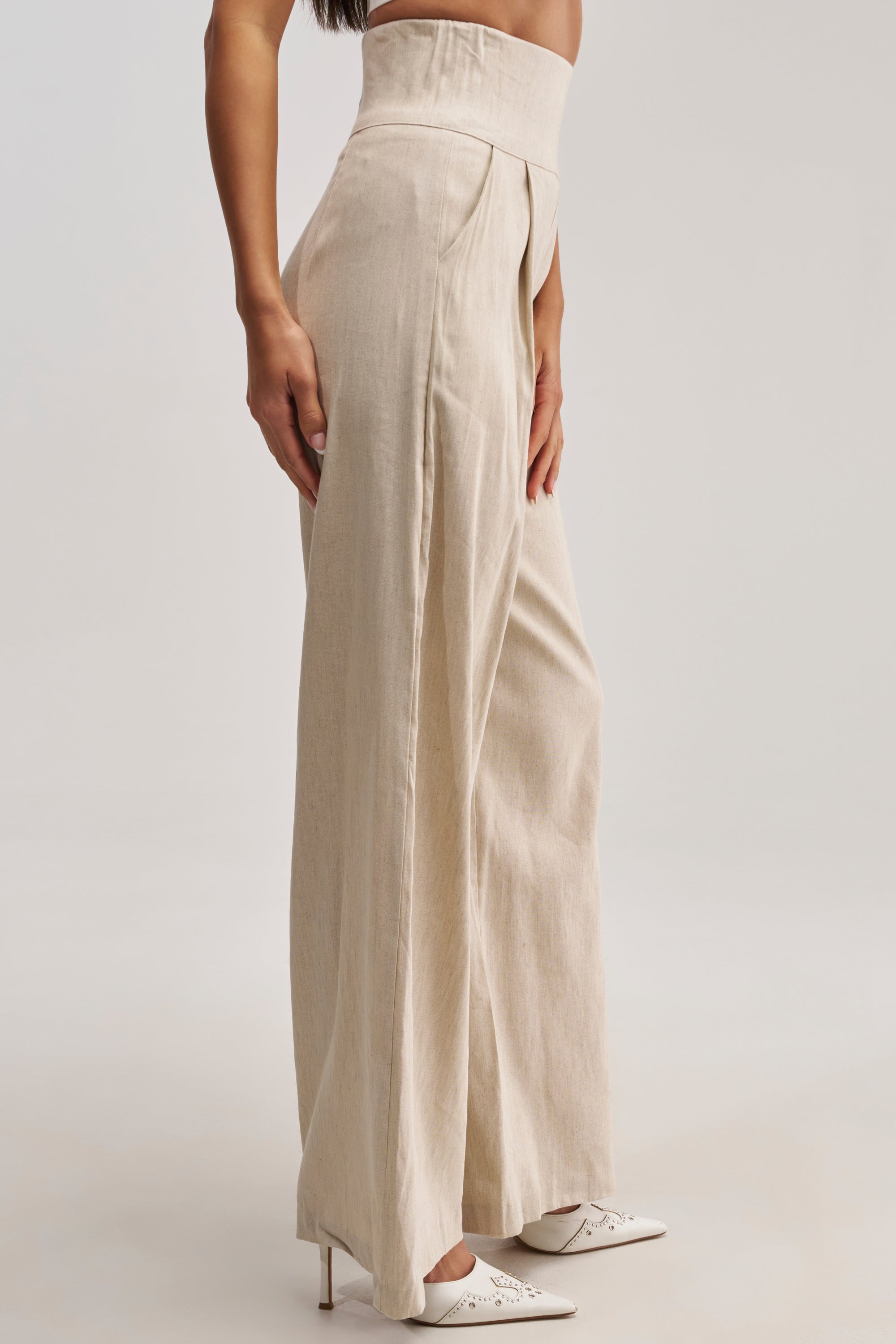 MASTERPIECE WIDE LEG PALAZZO PANT IN LINEN