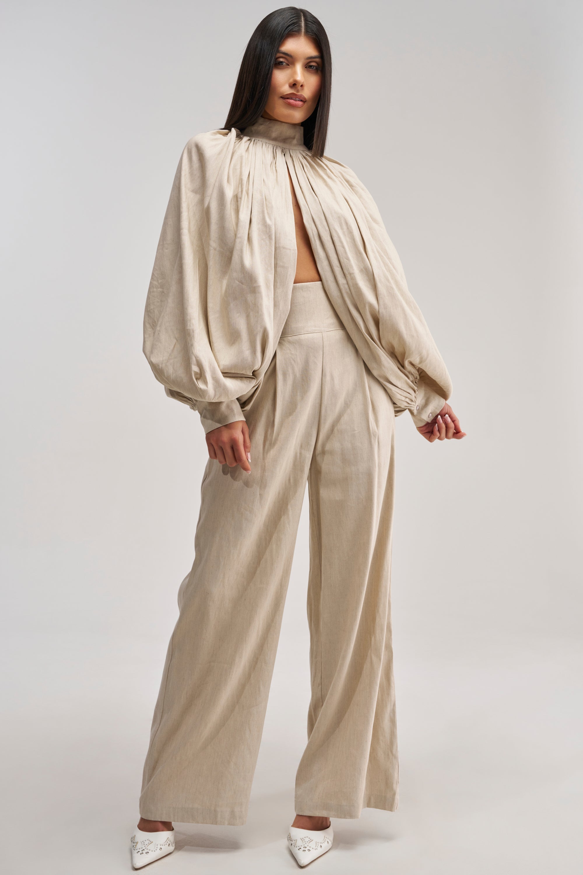MASTERPIECE WIDE LEG PALAZZO PANT IN LINEN