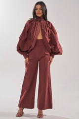 GOLD COAST WIDE LEG PALAZZO PANT IN BROWN