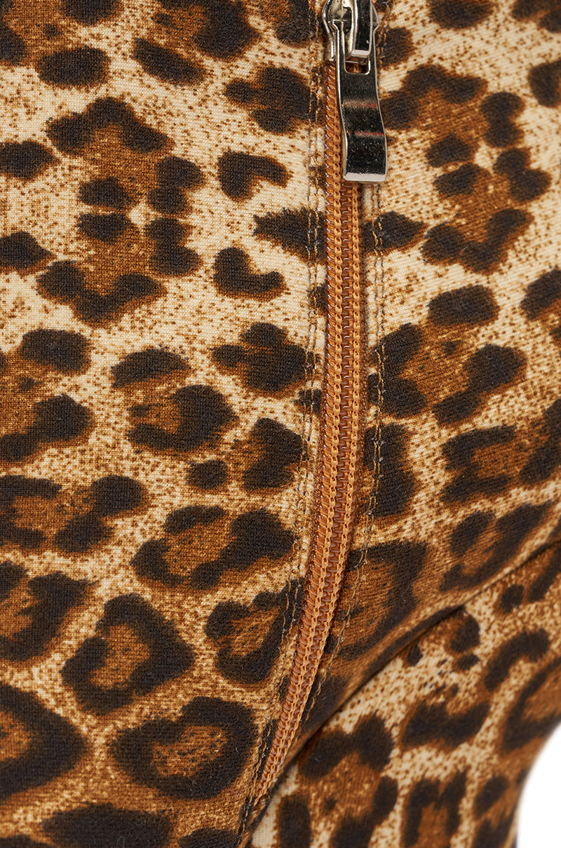 AZALEA WANG CADY LEOPARD PRINT WEDGE BOOTIE