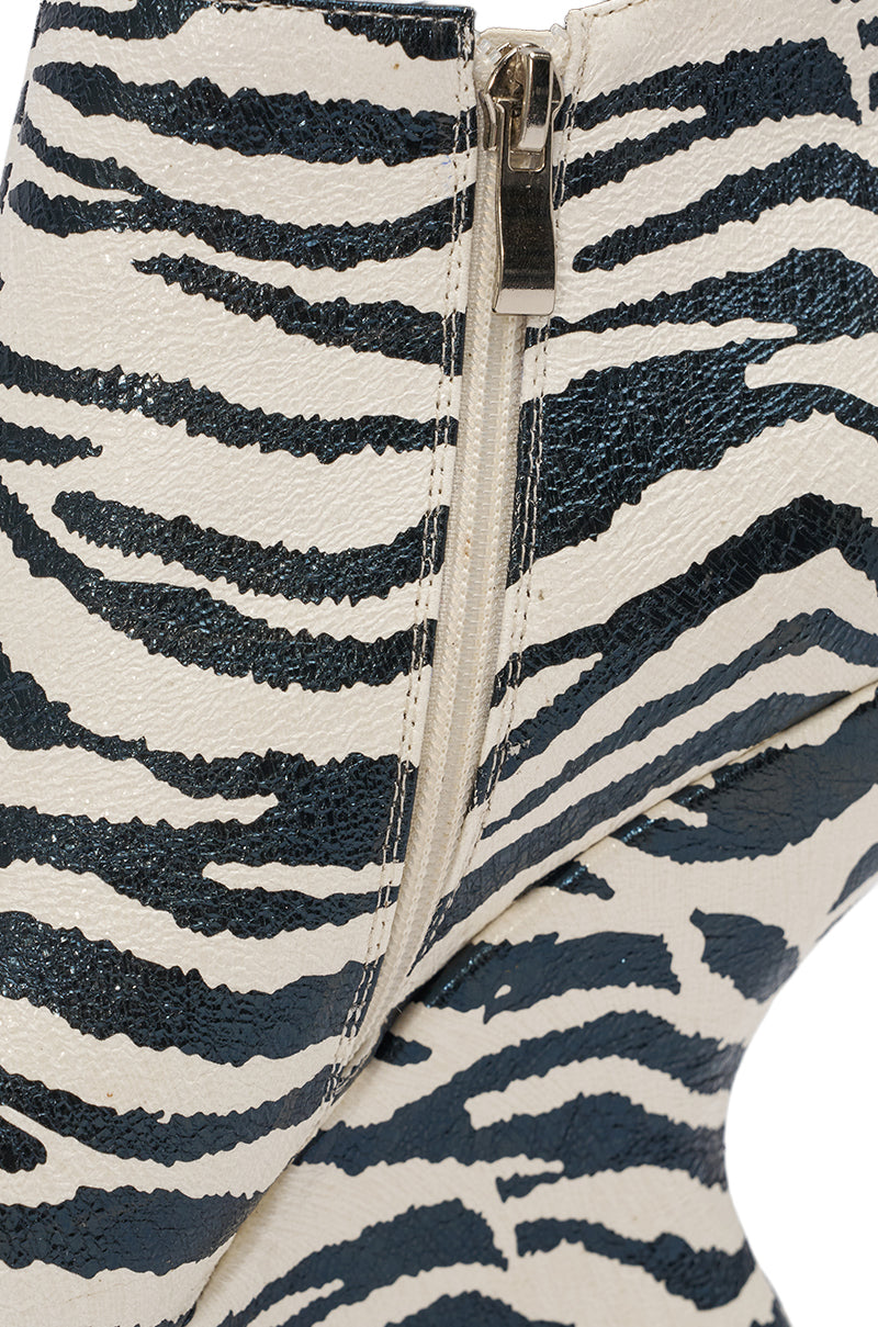 AZALEA WANG ZEBRA PU PRINT WEDGE BOOTIE