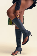 AZALEA WANG CECILE OPEN TOE SANDAL BOOT IN BLACK