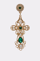 EMERALD JEWEL CROSS EARRINGS