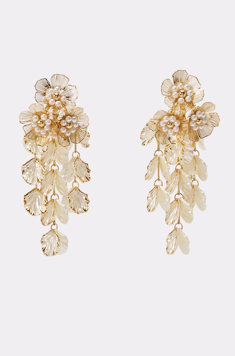 FLORAL PEARL STATEMENT EARRINGS