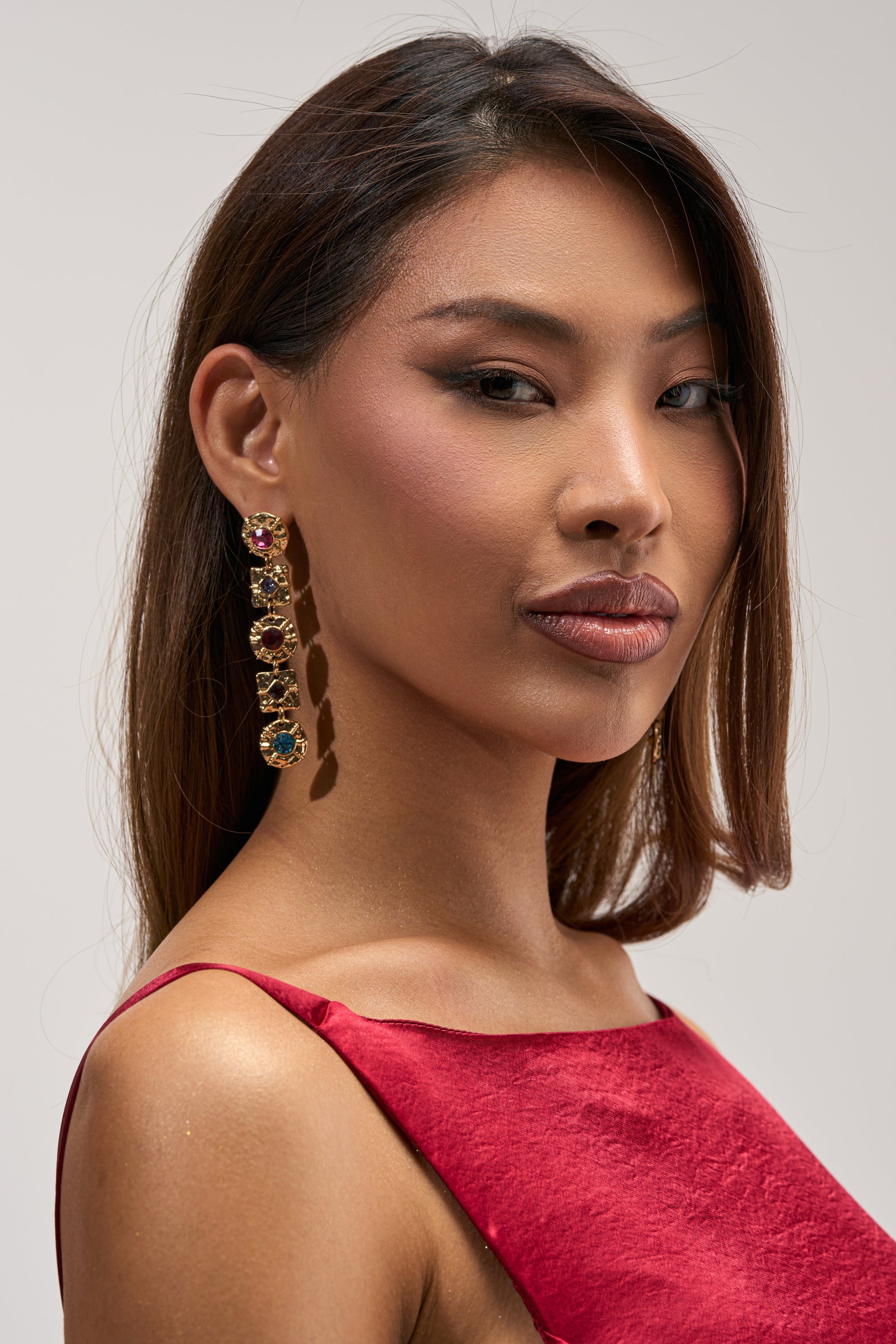 MULTI-STONE CHANNEL EARRINGS