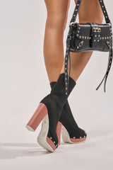 AZALEA WANG CELIANE BLACK BLOCK HEEL PLATFORM BOOTIE