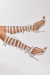 AZALEA WANG CHERLLI WHITE CROC OVER THE KNEE SANDAL