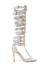 AZALEA WANG CHERLLI WHITE CROC OVER THE KNEE SANDAL