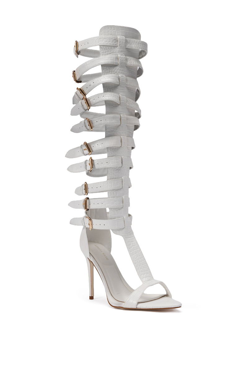 AZALEA WANG CHERLLI WHITE CROC OVER THE KNEE SANDAL