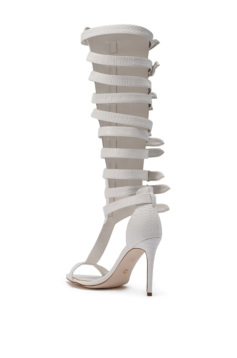 AZALEA WANG CHERLLI WHITE CROC OVER THE KNEE SANDAL
