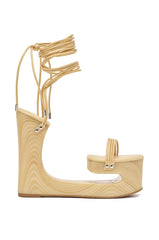 AZALEA WANG CIPRIANO BEIGE STRAP EMPTY WEDGE SANDAL