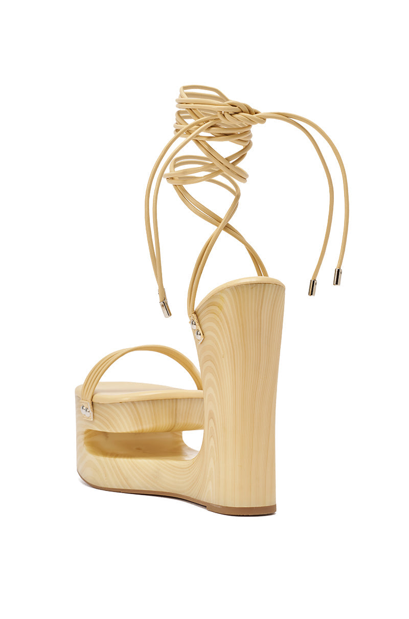 AZALEA WANG CIPRIANO BEIGE STRAP EMPTY WEDGE SANDAL