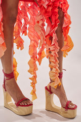 AZALEA WANG CIPRIANO RED STRAP EMPTY WEDGE SANDAL