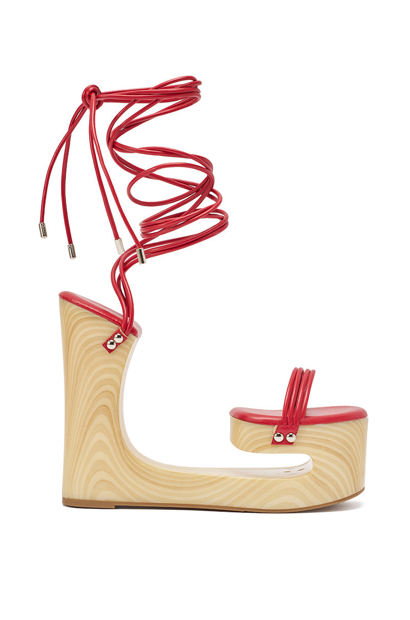 AZALEA WANG CIPRIANO RED STRAP EMPTY WEDGE SANDAL