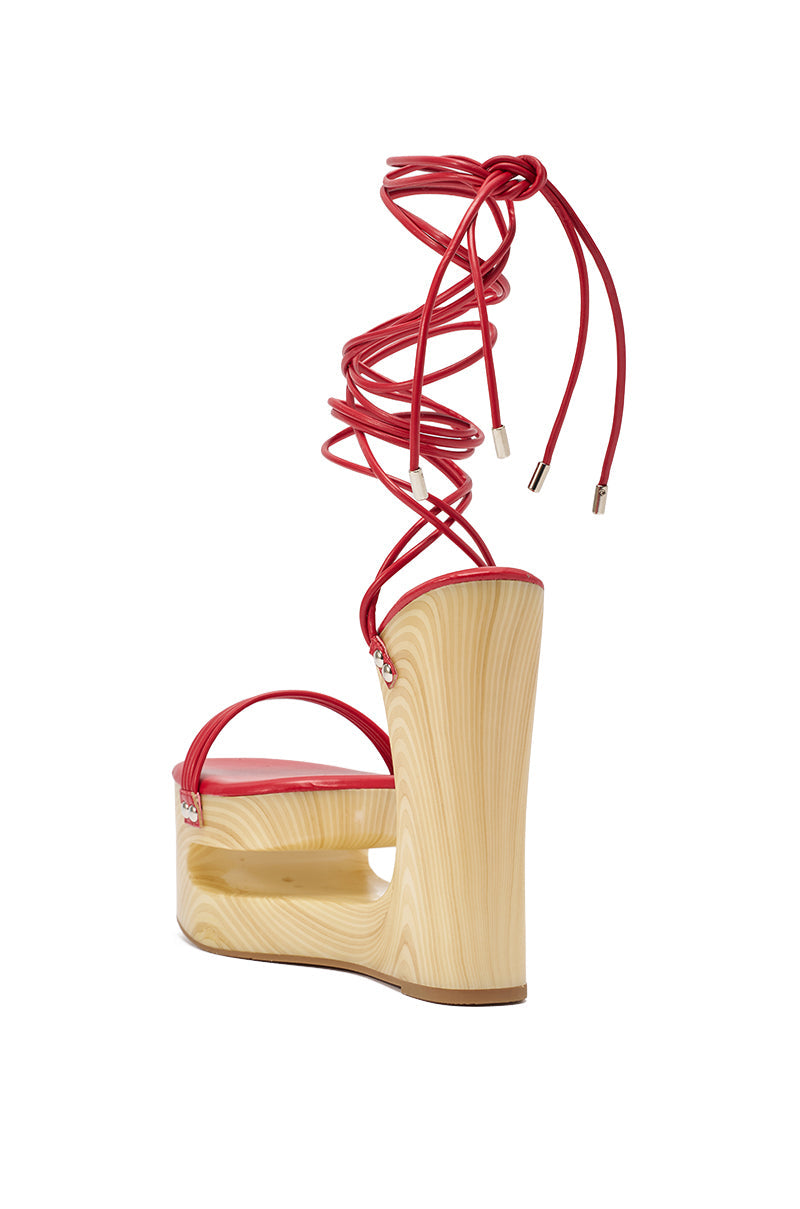 AZALEA WANG CIPRIANO RED STRAP EMPTY WEDGE SANDAL