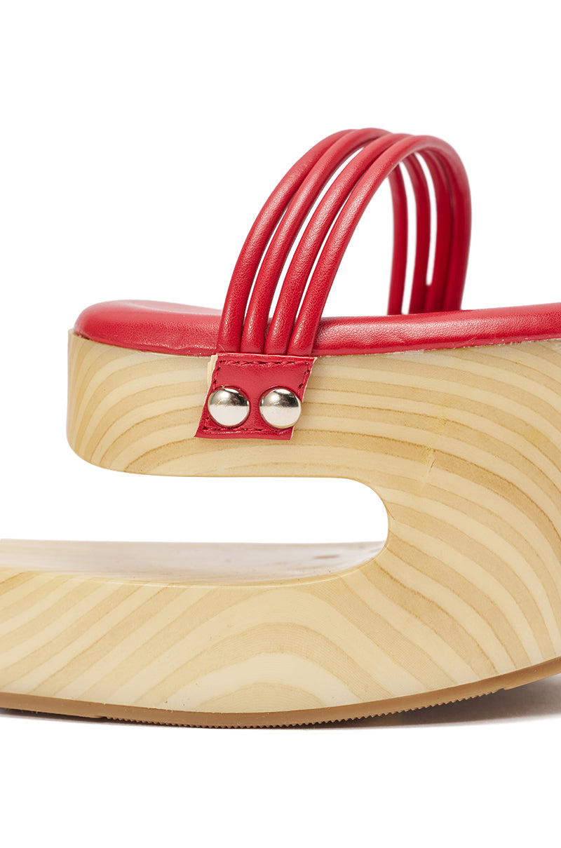 AZALEA WANG CIPRIANO RED STRAP EMPTY WEDGE SANDAL