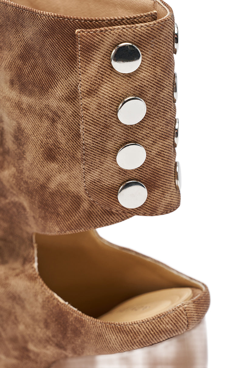 AZALEA WANG CIRCOS BROWN WEDGE BOOTIE
